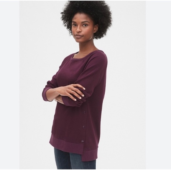 GAP Maternity Side-Snap Nursing Sweatshirt in Secret Plum Size Large - Picture 1 of 4